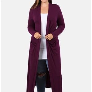 Elegant Women's Longline Cardigan in Deep Purple